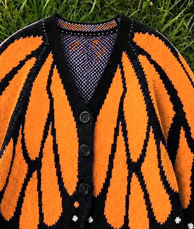 Simulação de cor laranja na textura de crochê